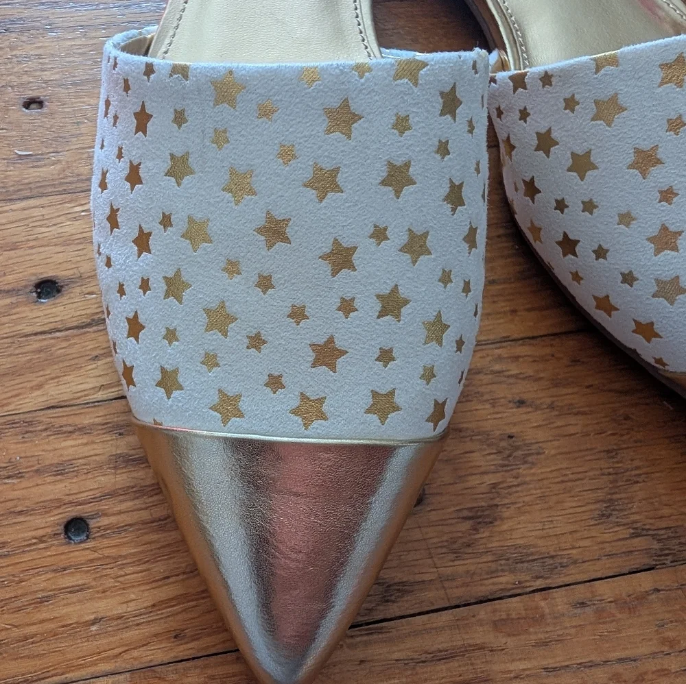 Katy Perry Collections Gold and Cream Star Mules - Picture 2 of 6